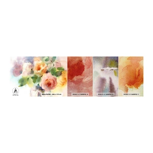 Fotobehang Monster Premium Canvas - Delicaat als aquarel - Bloemen, Rozen, Boeket - 100x30 cm