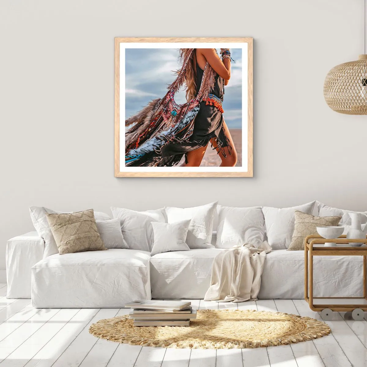 Een poster in een licht eiken lijst - Het meisje van de sjamaan - 30x30 cm