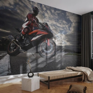 Fotobehang Premium Canvas - Dark Rider - Automobiel, Motor, Race - 100x70 cm