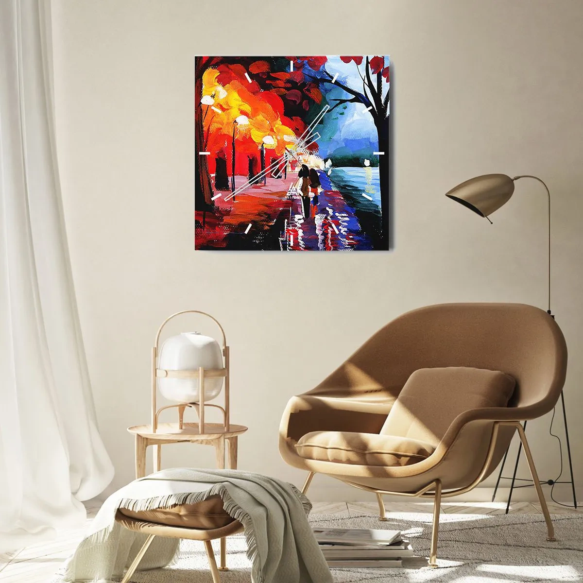 Wandklok - Klok - Brandende herfst in het park - 30x30 cm