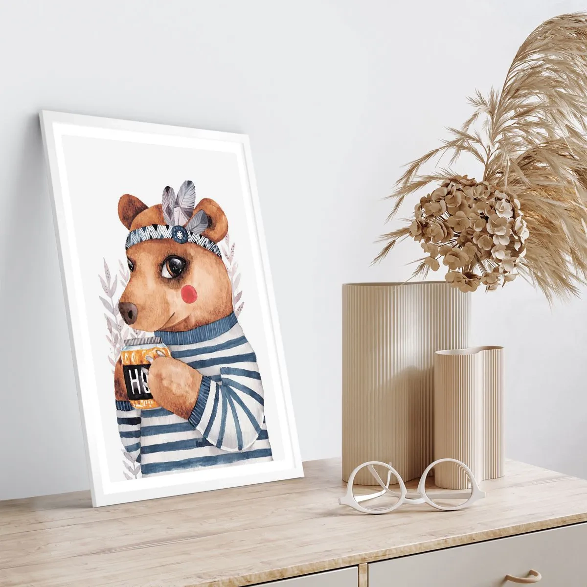 Poster in een witte lijst - Zoete beer - 50x70 cm