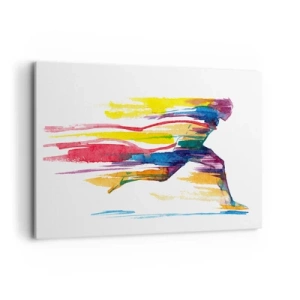 Schilderen op canvas - Rennend over de regenboog - 120x80 cm