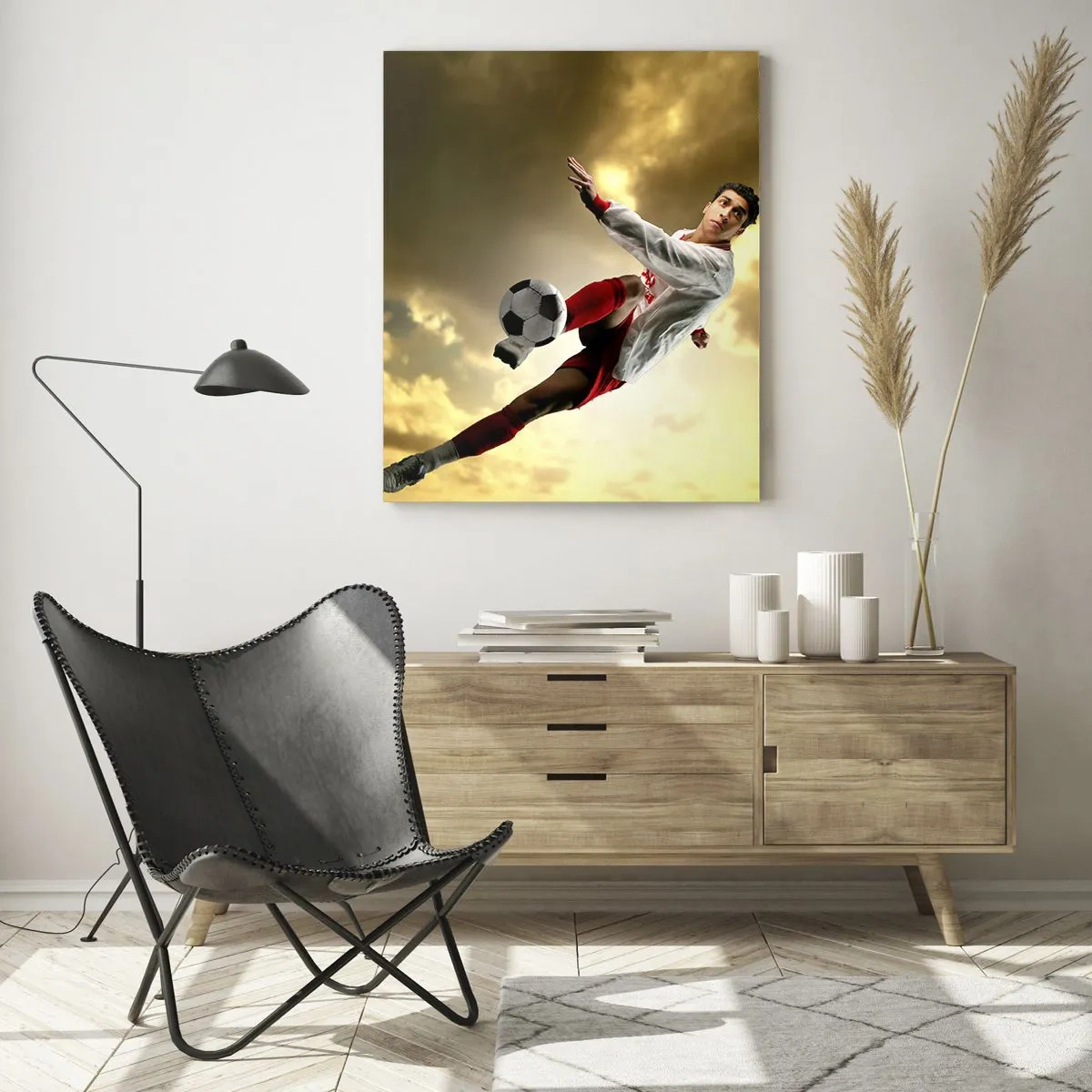 Schilderen op glas - Voetbal hemel - 50x70 cm