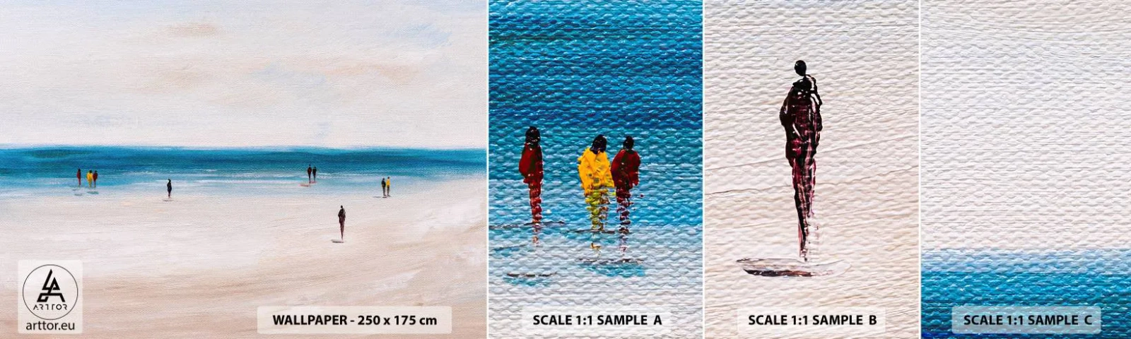 Fotobehang Monster Zelfklevend Deluxe Sticker - Een natuurlijke behoefte - Strand, Mensen, Minimalisme - 100x30 cm