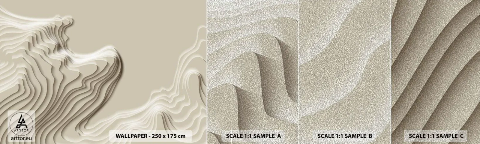 Fotobehang Monster Premium Sand - Kunst topografie - Abstractie, Deel, 3D - 100x30 cm