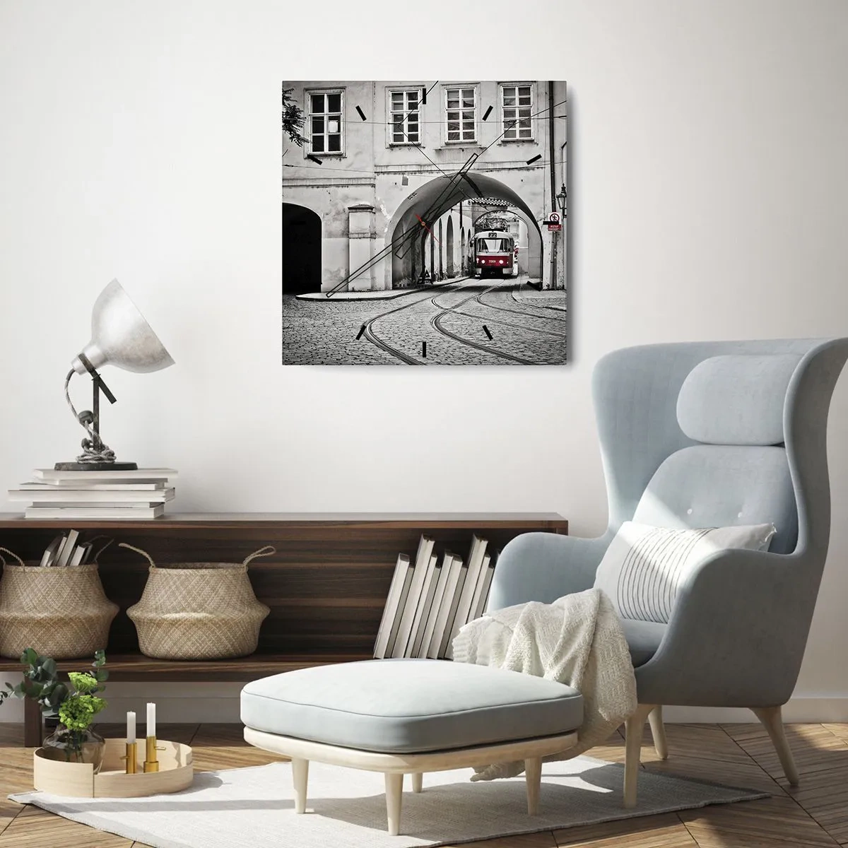 Wandklok - Klok - Door het doolhof van de stad - 40x40 cm