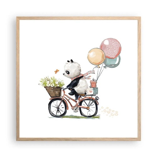 Een poster in een licht eiken lijst - Vrolijke dag - 60x60 cm