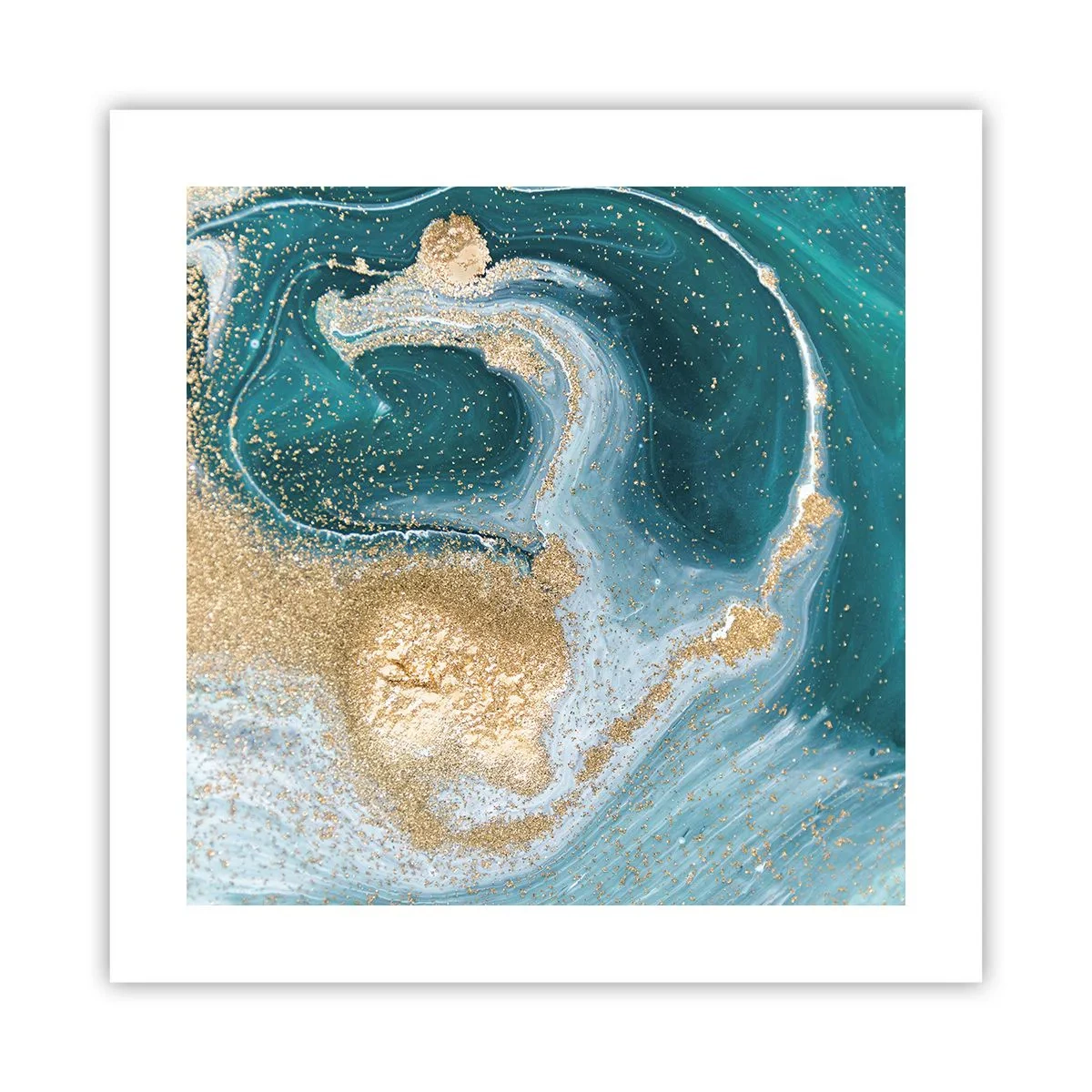 Poster - Een werveling van goud en turkoois - 40x40 cm