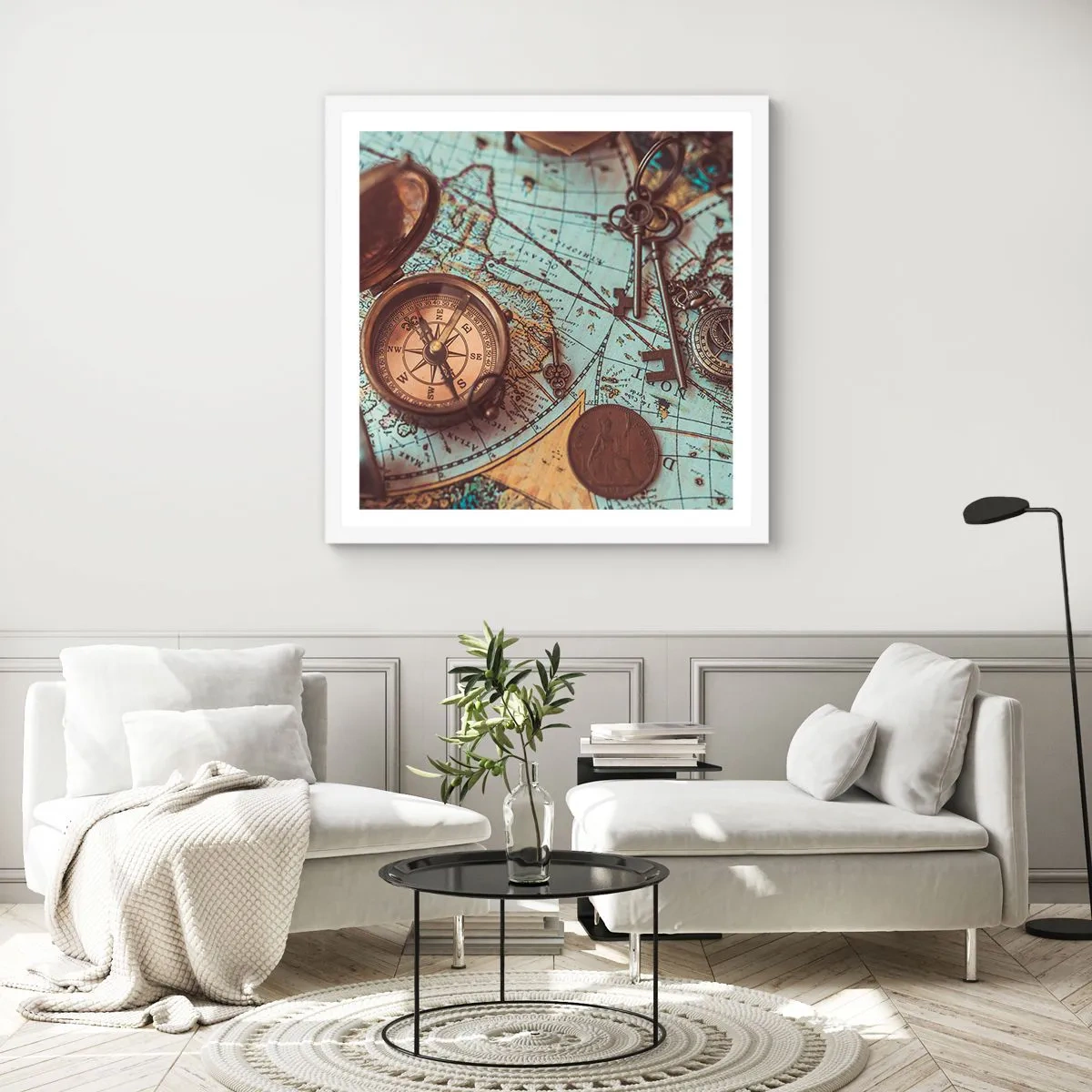 Poster in een witte lijst - Voor de avonturier - 50x50 cm