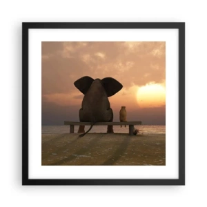 Poster in een zwarte lijst - Het is goed om samen stil te zijn - 40x40 cm