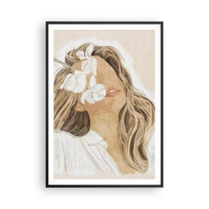 Poster in een zwarte lijst - Tussen de bloemen in vervoering - 70x100 cm