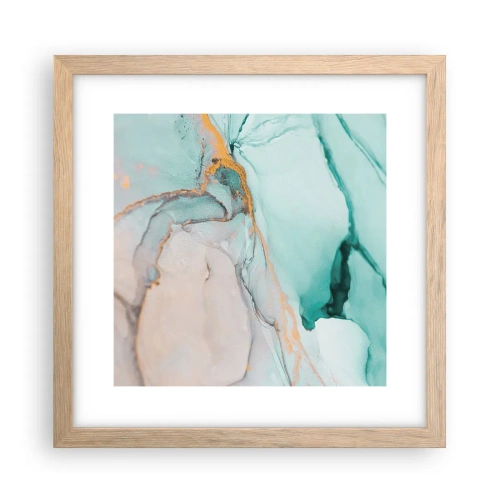 Een poster in een licht eiken lijst - Een dans van vormen en kleuren - 30x30 cm
