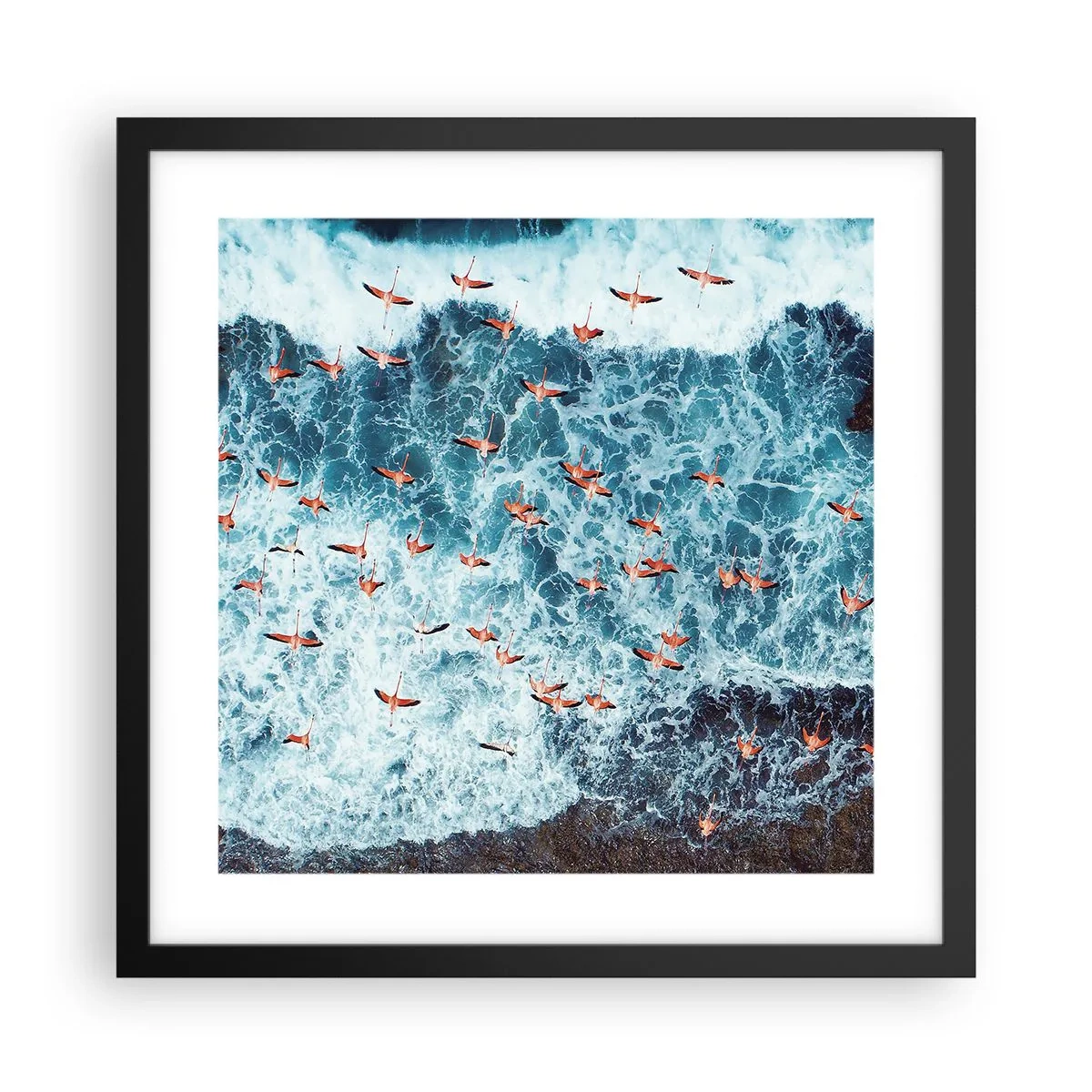 Poster in een zwarte lijst - De kustparade - 40x40 cm