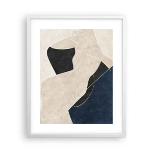 Poster in een witte lijst - Abstracte compositie – kleurcontrast - 40x50 cm