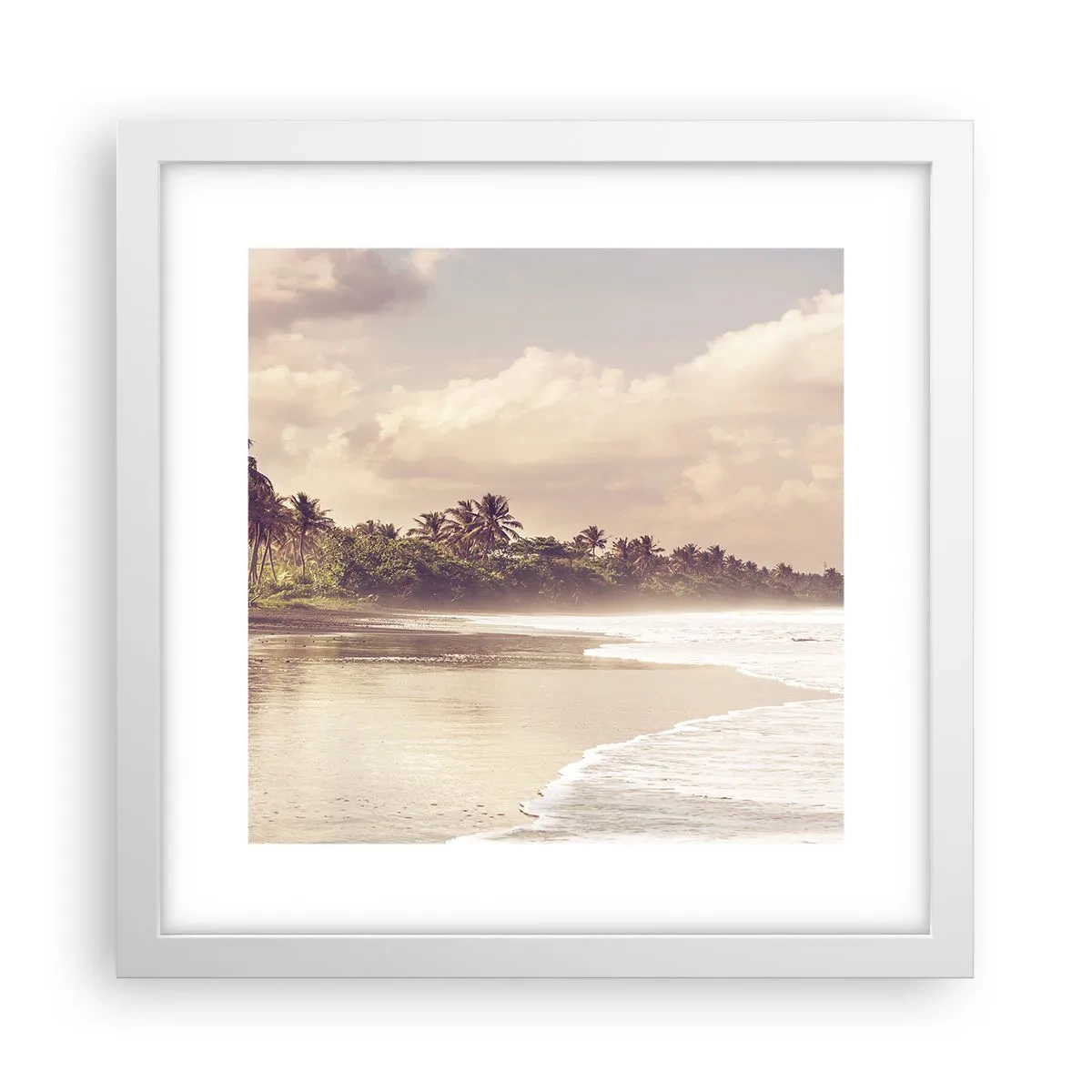 Poster in een witte lijst - De streling van de golven - 30x30 cm