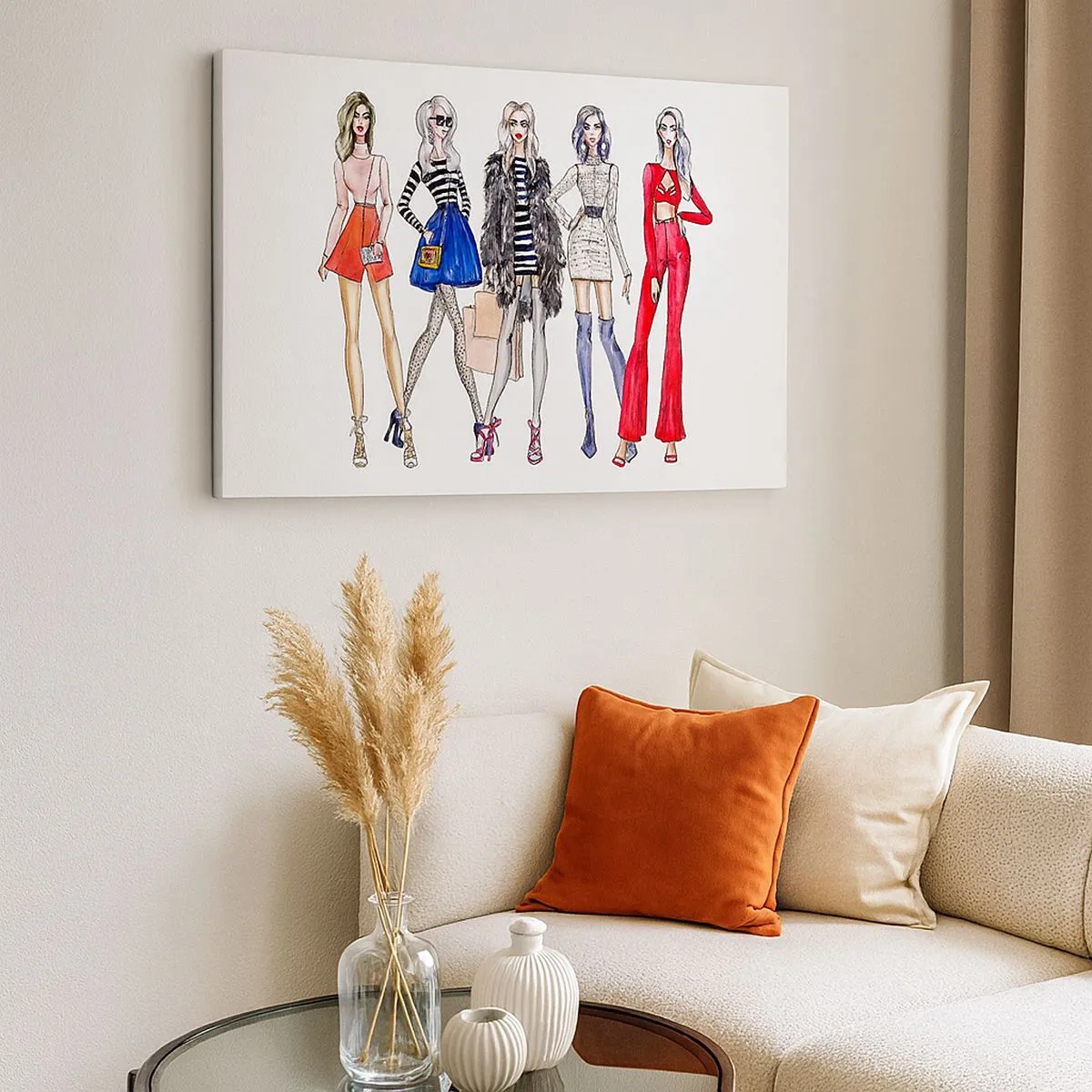 Schilderen op canvas - Stijlvolle illustraties van modesilhouetten - 70x50cm - Elke week Fashion Week - Moderne wanddecoratie voor woonkamer en slaapkamer ARTTOR