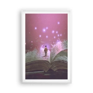 Poster in een witte lijst - Uitnodiging voor een andere wereld - lees! - 61x91 cm