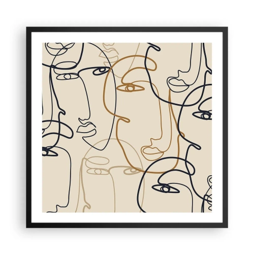 Poster in een zwarte lijst - Het portret is vermenigvuldigd - 60x60 cm