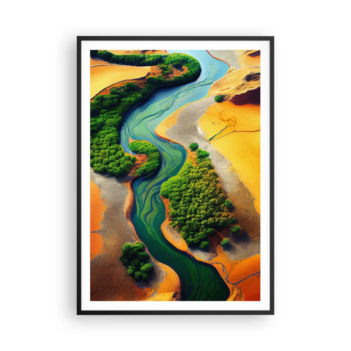 Poster in een zwarte lijst - Levengevende rivier - 70x100 cm