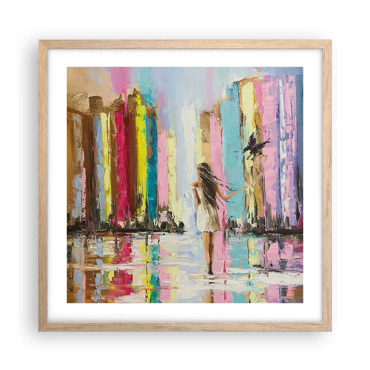 Een poster in een licht eiken lijst - Volg mij - 50x50 cm