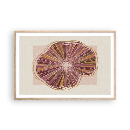 Een poster in een licht eiken lijst - Stralende abstractie - 91x61 cm