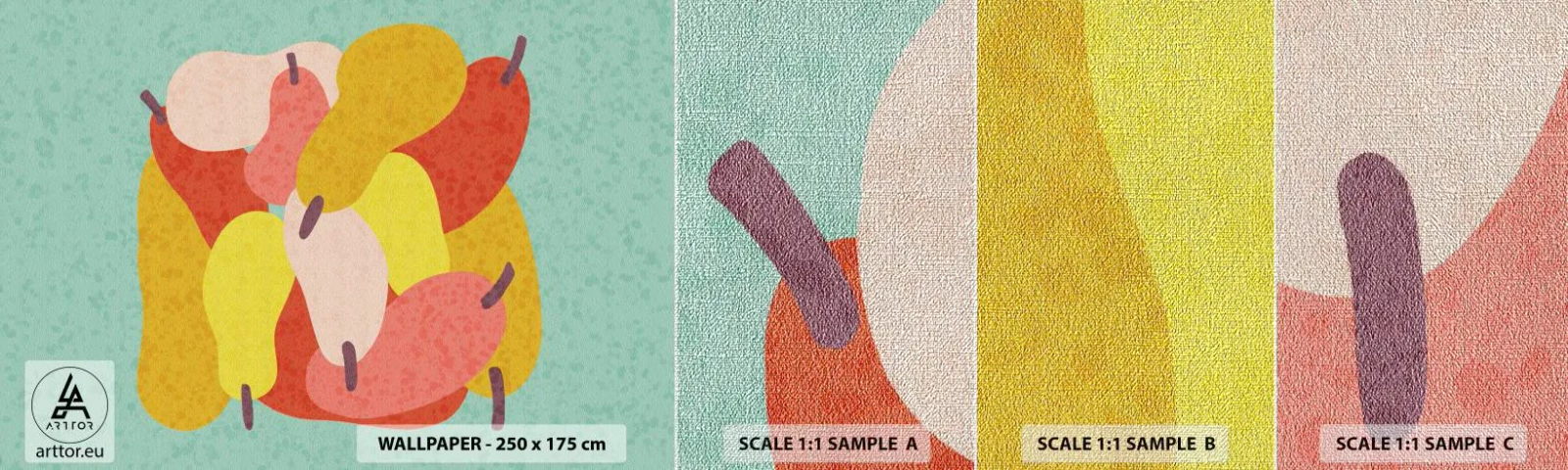 Fotobehang Monster Premium Canvas - Probeer de zomerzon - Fruit, Peren, Gezondheid - 100x30 cm