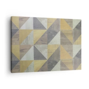 Schilderen op canvas - Geometrische compositie van driehoeken in aardse tinten - 70x50cm - Op de hoek van de driehoek - Moderne wanddecoratie voor woonkamer en slaapkamer ARTTOR