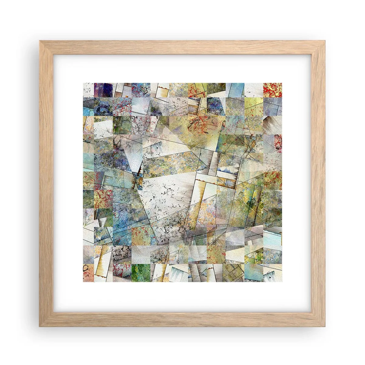 Een poster in een licht eiken lijst - Geometrische schuifeling - 30x30 cm