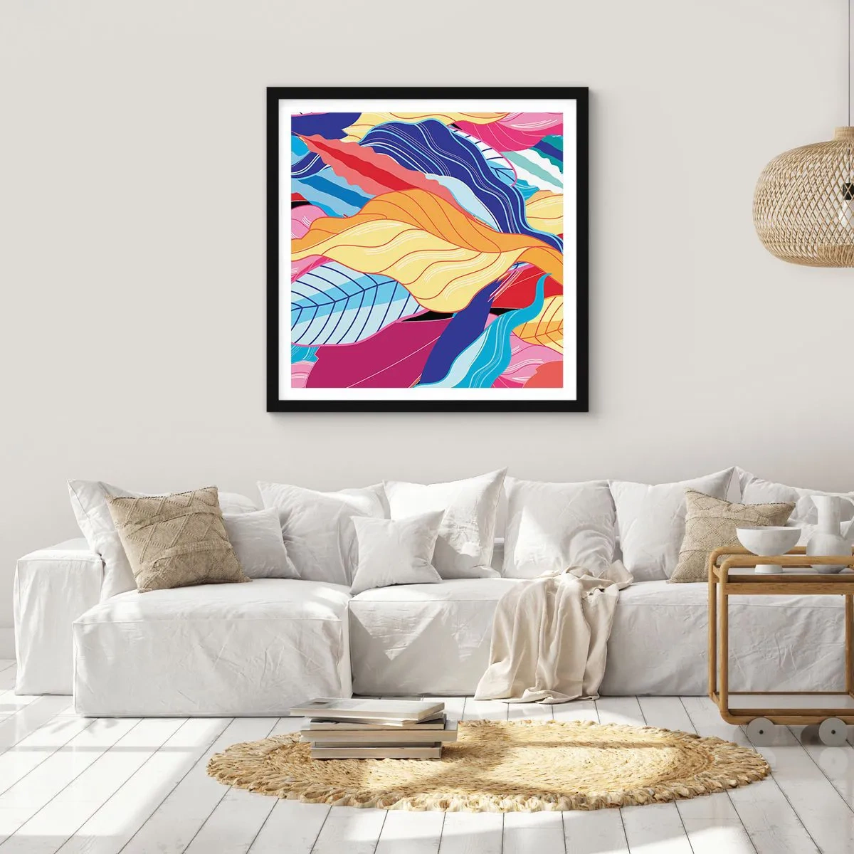 Poster in een zwarte lijst - Een kleurrijke puinhoop - 50x50 cm