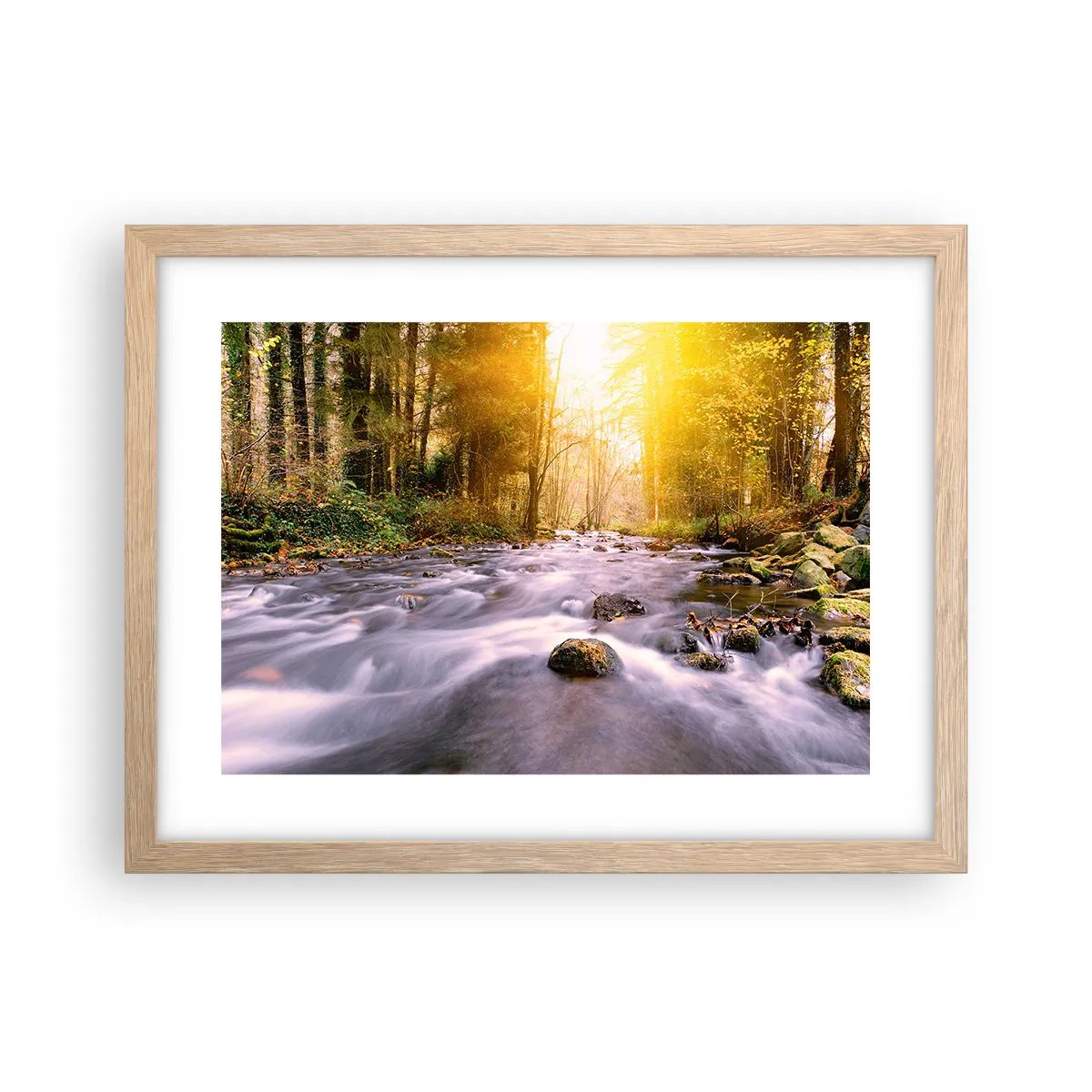 Een poster in een licht eiken lijst - Malachiet in een zilveren en gouden lijst - 40x30 cm
