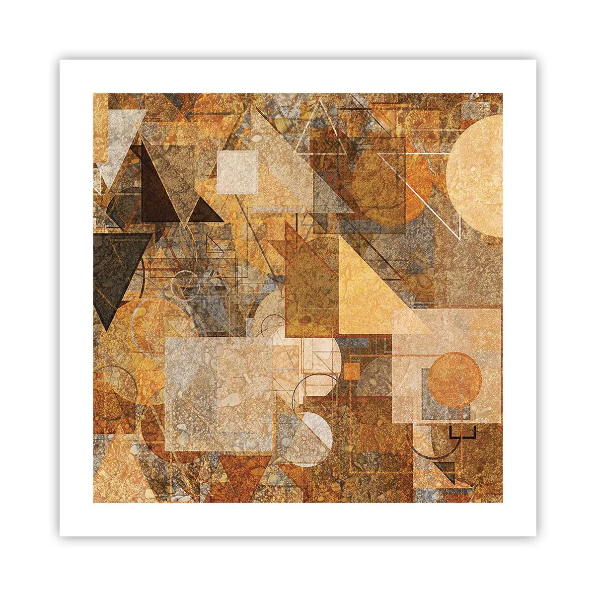 Poster - Een kubistische studie van brons - 50x50 cm