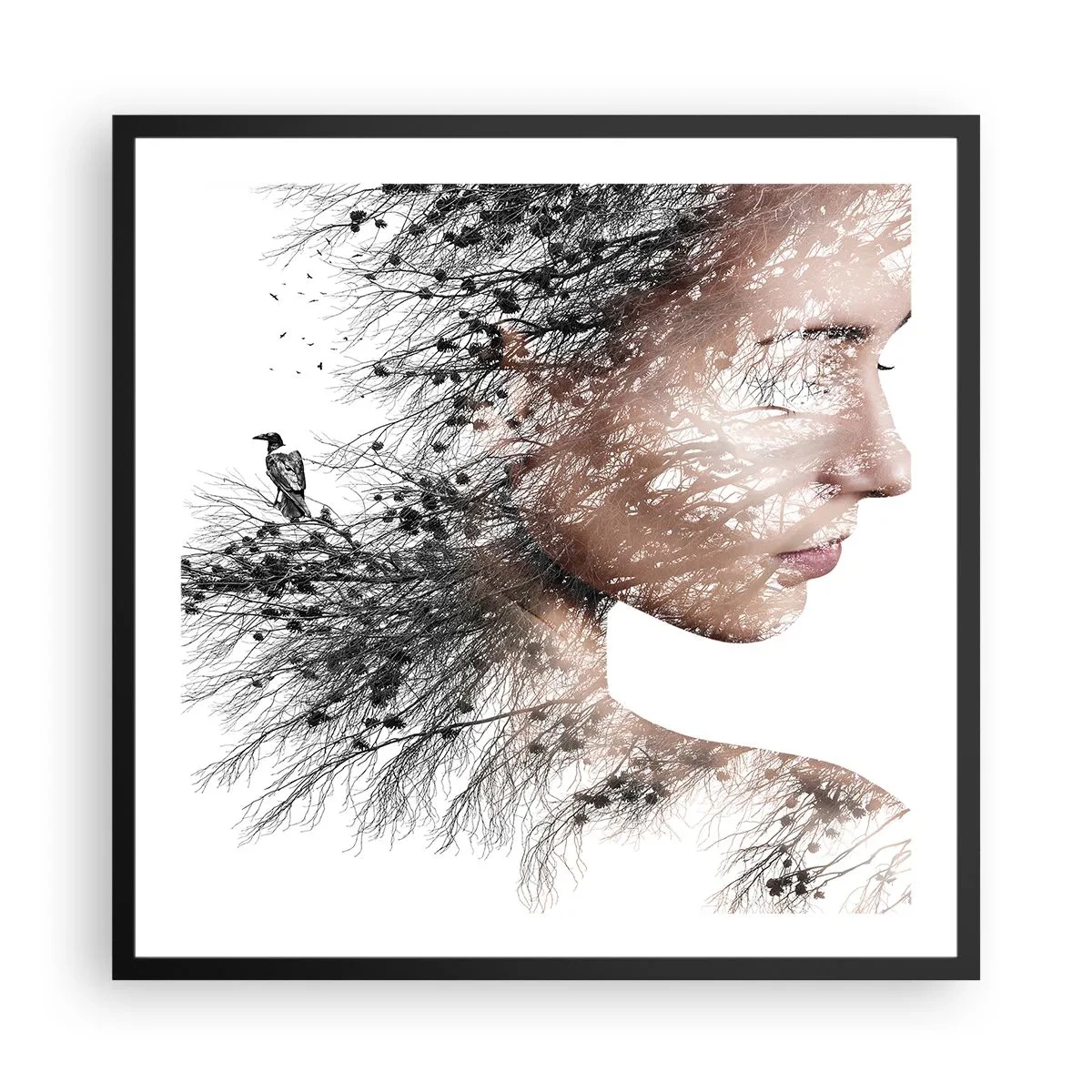 Poster in een zwarte lijst - De geest van het bos - 60x60 cm