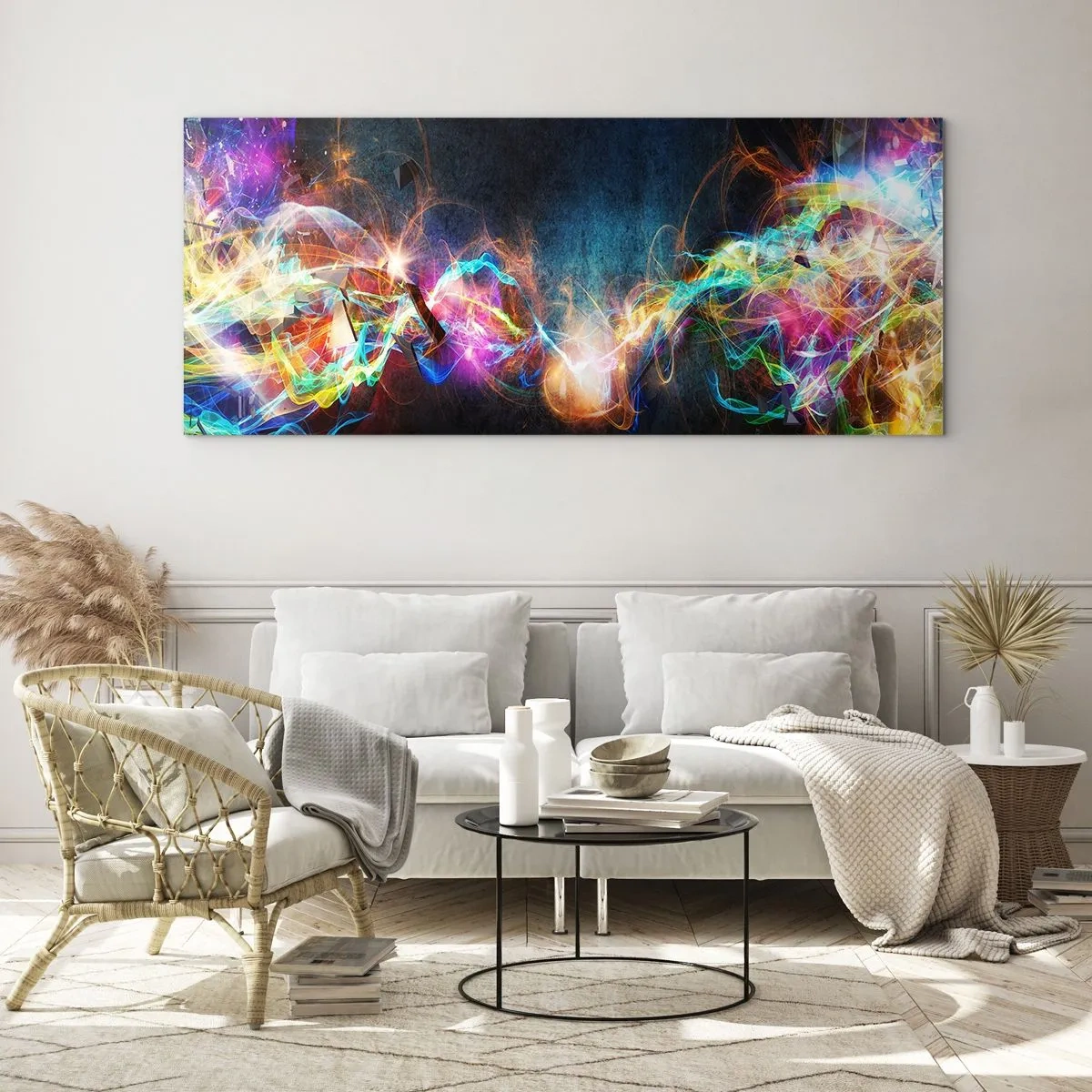 Schilderen op glas - Met vreugde tegen het donker - 140x50 cm