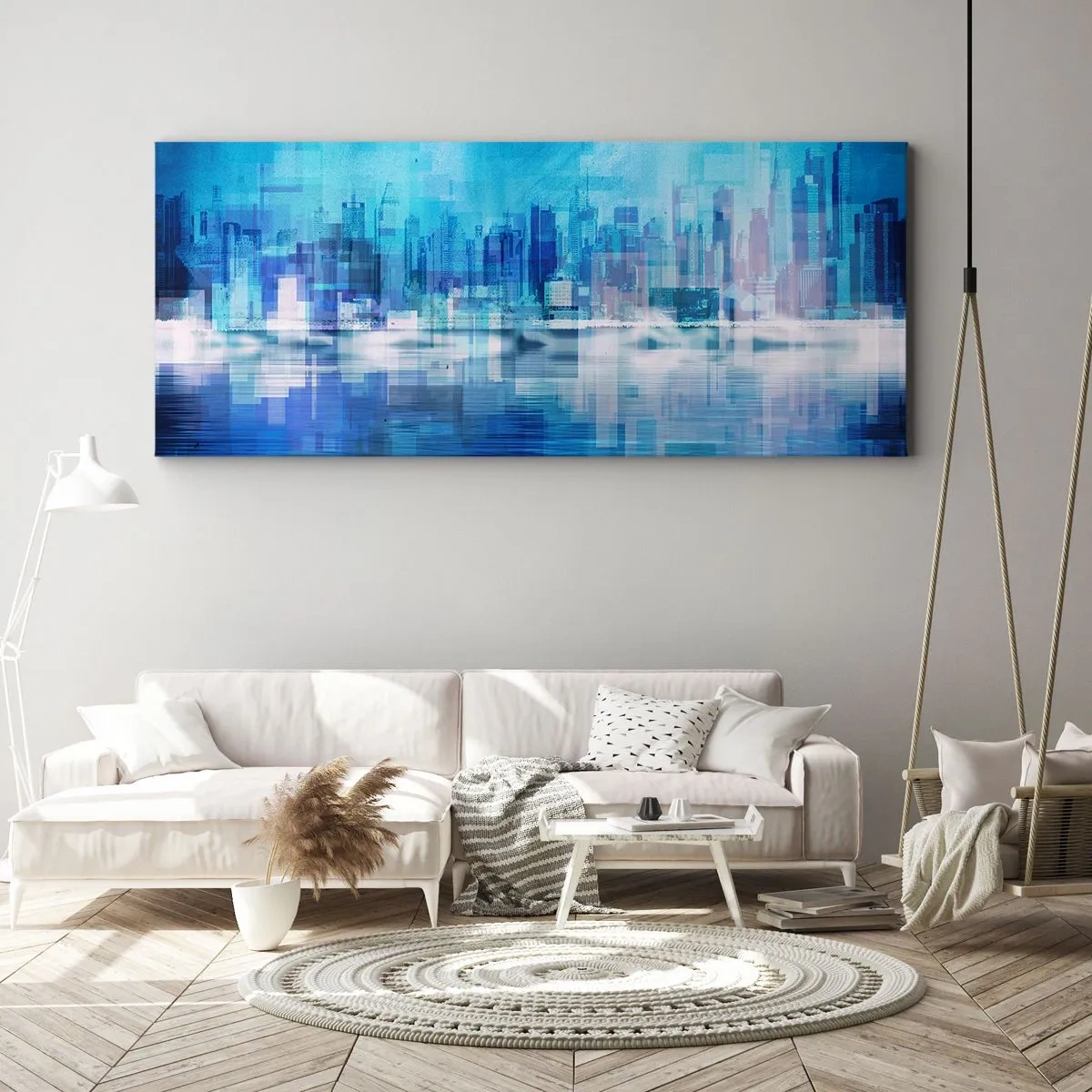Schilderen op canvas - Verdronken in het blauw - 100x40 cm