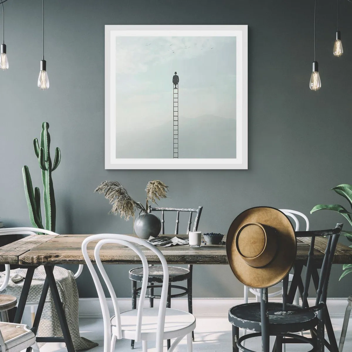 Poster in een witte lijst - Stap verder op! - 60x60 cm