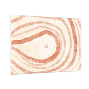 Schilderen op glas - Abstracte koraallijnen in de vorm van concentrische cirkels - 70x50cm - Koraalcirkels – compositie - Moderne wanddecoratie voor woonkamer en slaapkamer ARTTOR