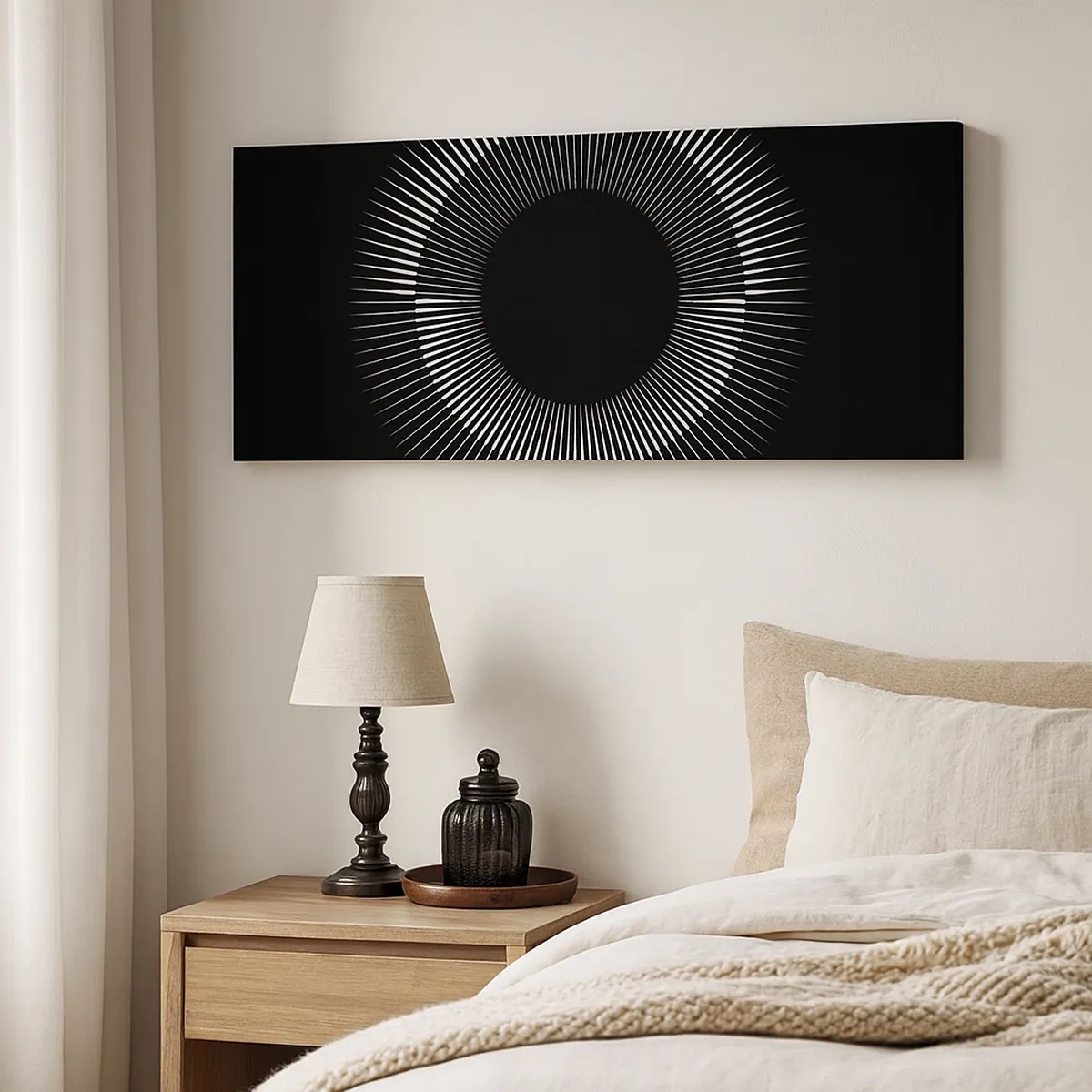 Schilderen op canvas - Zwarte zon - 30x30 cm