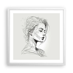 Poster in een witte lijst - Portret in gedachten - 50x50 cm