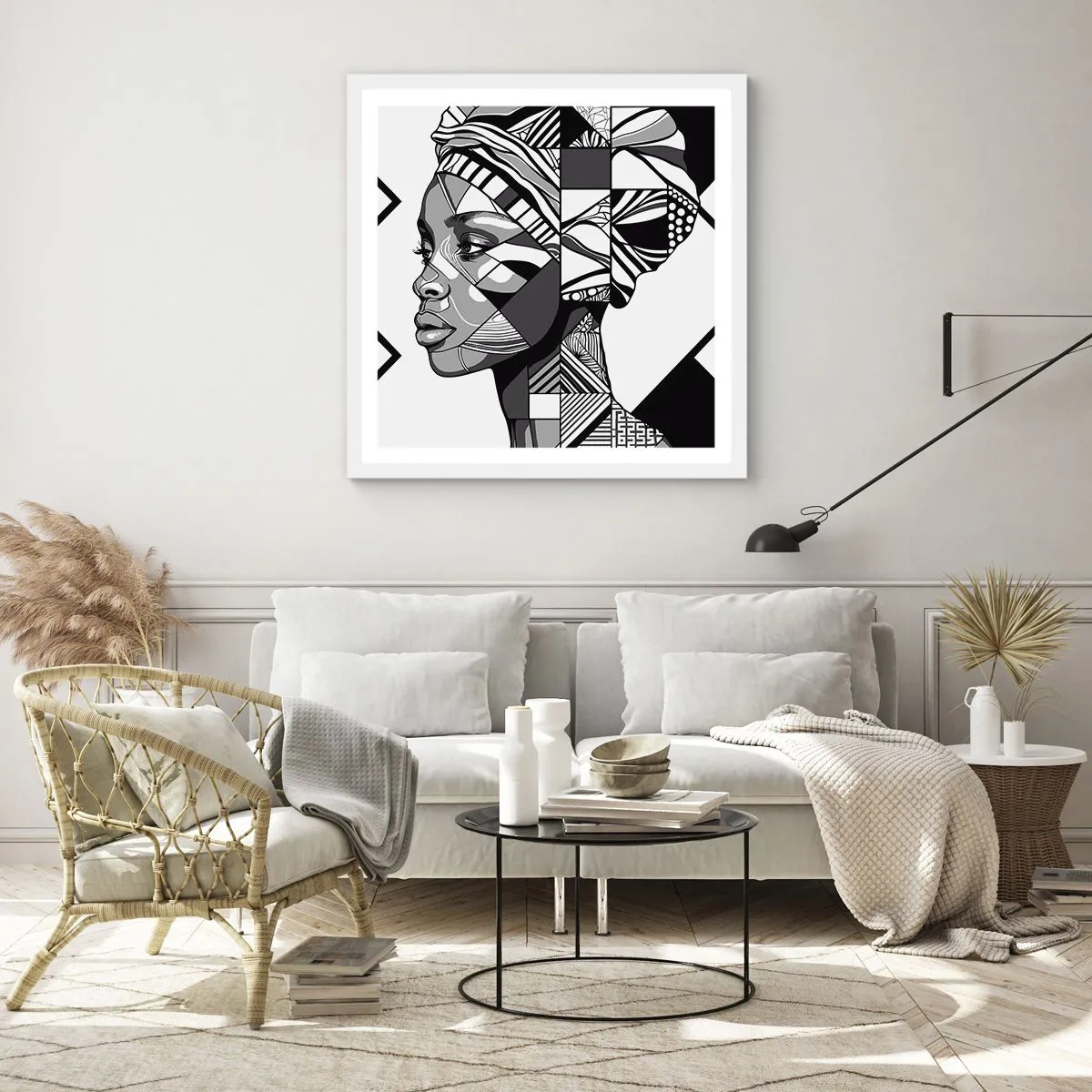 Poster in een witte lijst - Etnisch portret - 60x60 cm