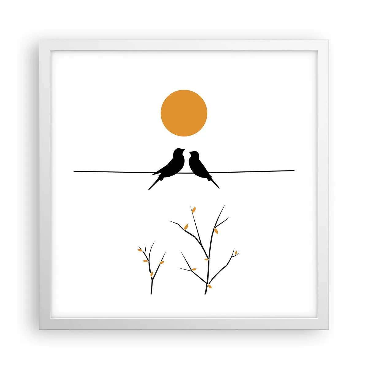 Poster in een witte lijst - Nachtegalen avond - 40x40 cm