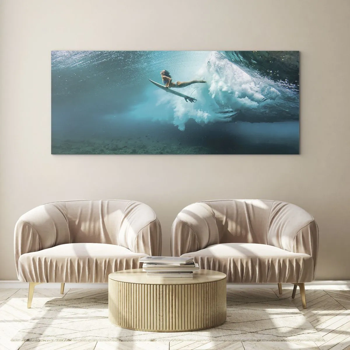 Schilderen op glas - Onderwaterwereld - 120x50 cm