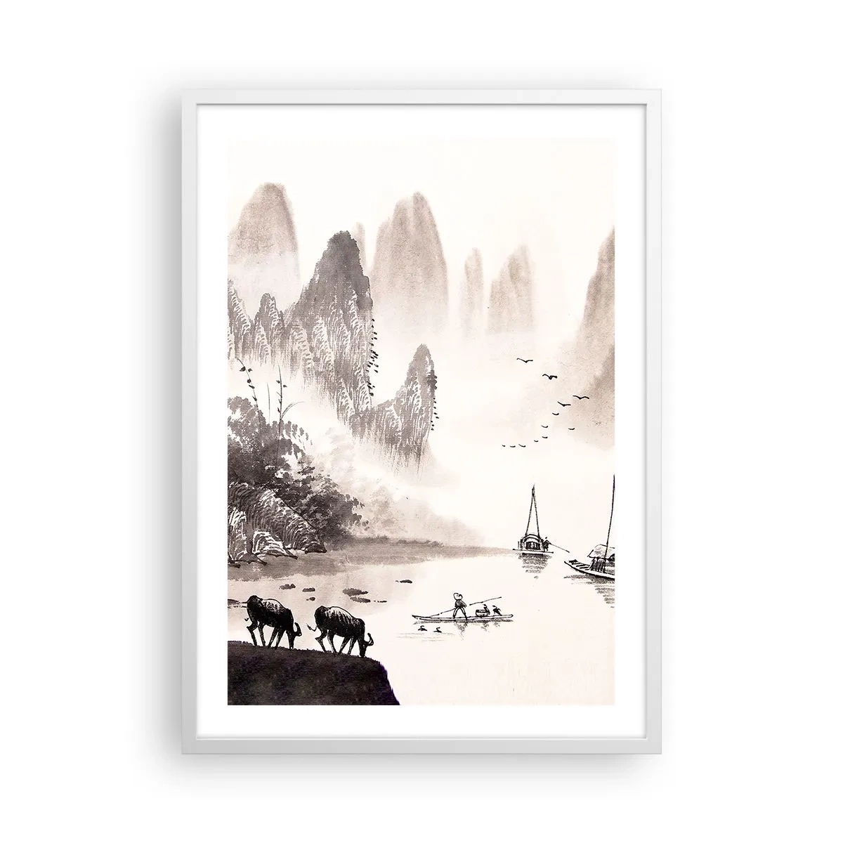 Poster in een witte lijst - Het exotische alledaagse leven van het Oosten - 50x70 cm
