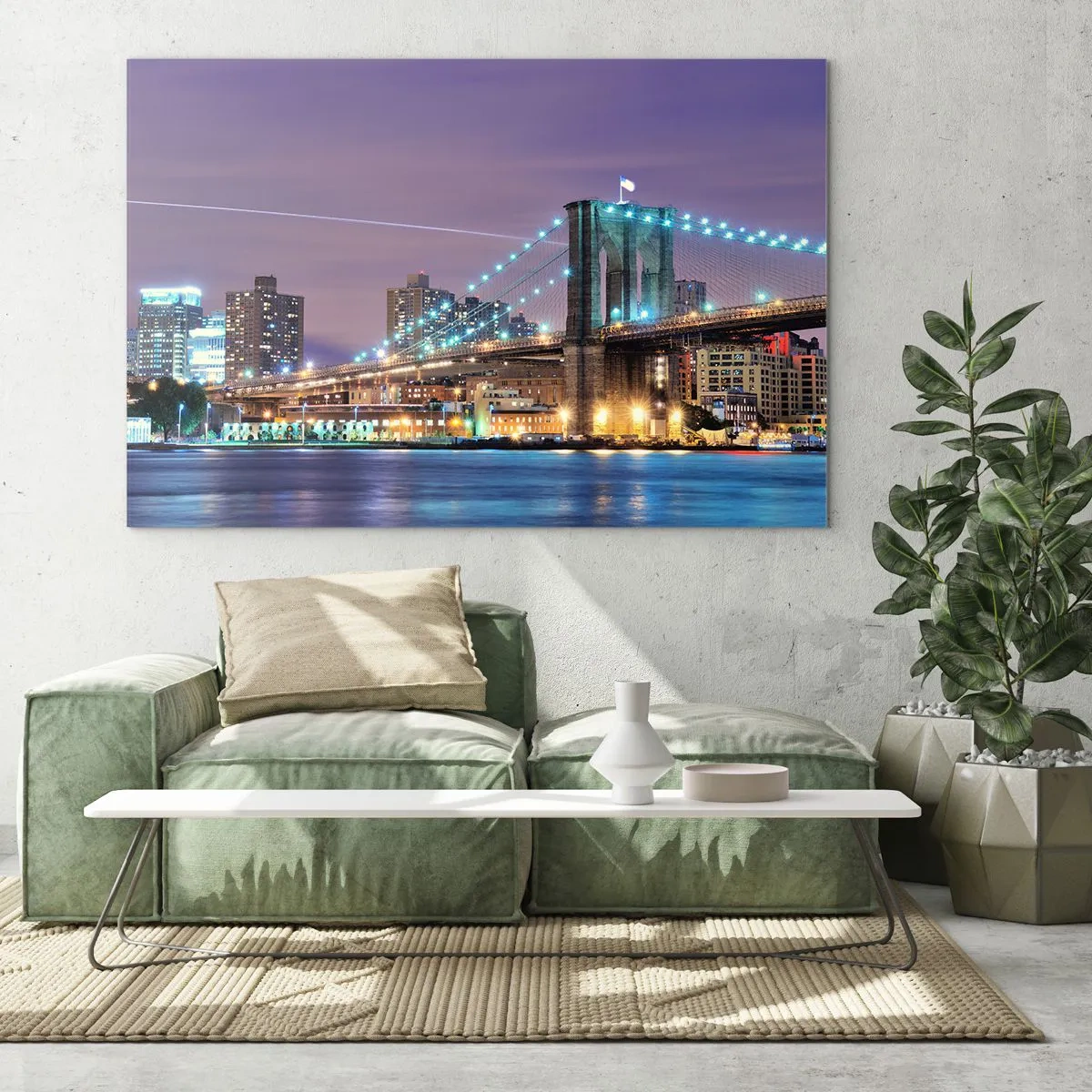 Schilderen op glas - Al vele jaren de Brooklyn Bridge - 120x80 cm