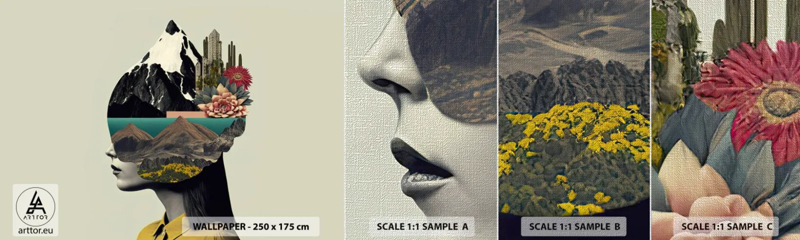 Fotobehang Monster Premium Canvas - Vrouw – altijd een mysterie - Bergen, Verstand, Hoofd - 100x30 cm