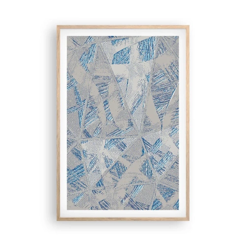 Een poster in een licht eiken lijst - In een blauwgrijs labyrint - 61x91 cm