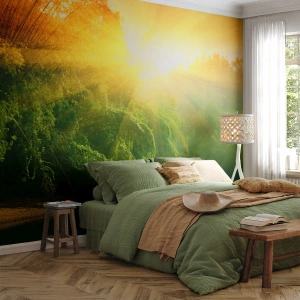 Fotobehang Premium Canvas - Verdrinken in de zon en schaduw - Tropen, Landschap, Zon - 100x70 cm
