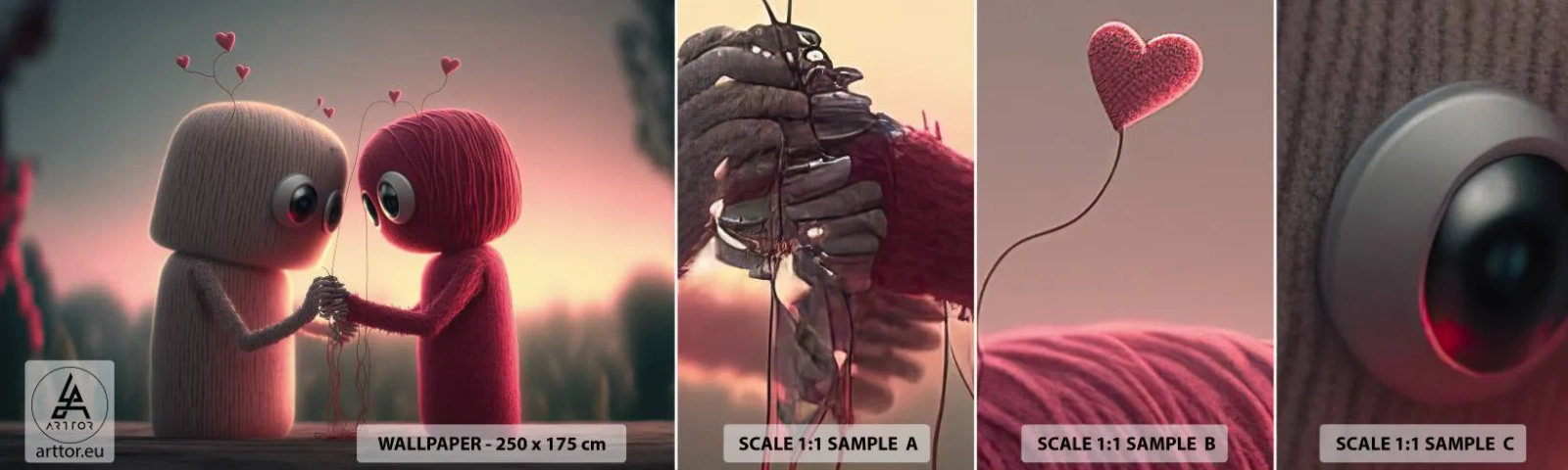 Fotobehang Monster Zelfklevend Deluxe Sticker - Iedereen mag liefhebben - Wol, Kinderen, Liefde - 100x30 cm