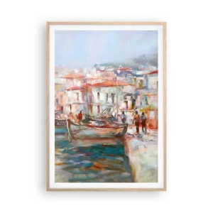 Een poster in een licht eiken lijst - Pastel vakantie - 70x100 cm