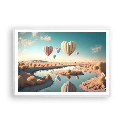 Poster in een witte lijst - Liefde laat je vliegen - 100x70 cm