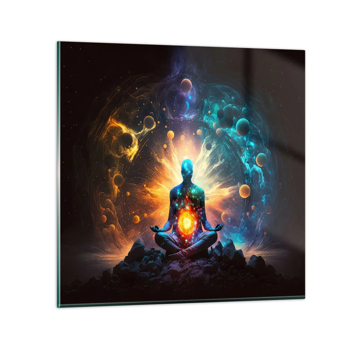 Schilderen op glas - Kosmische vrede - 50x50 cm
